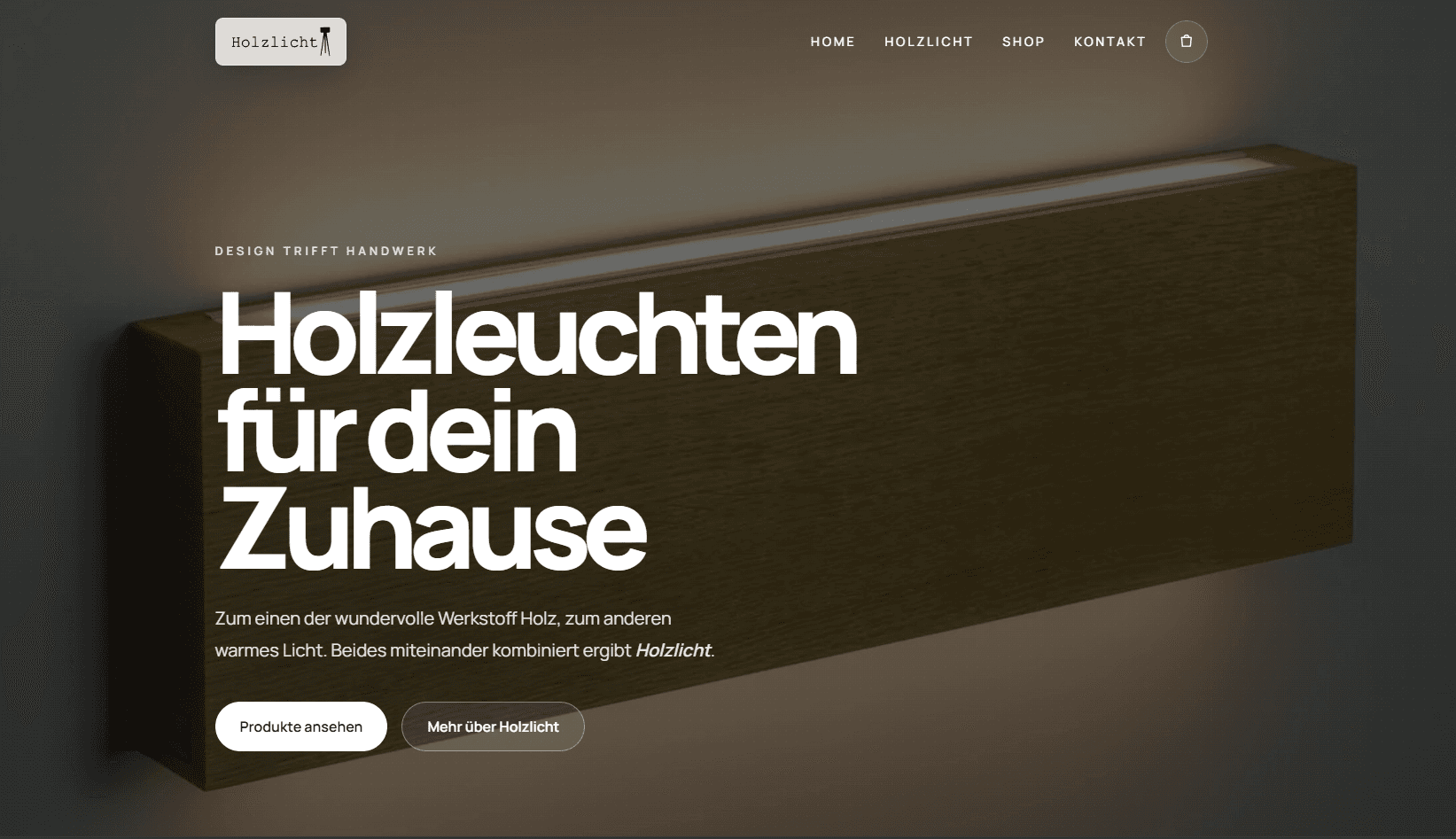 Screenshot des Holzlicht-Shops